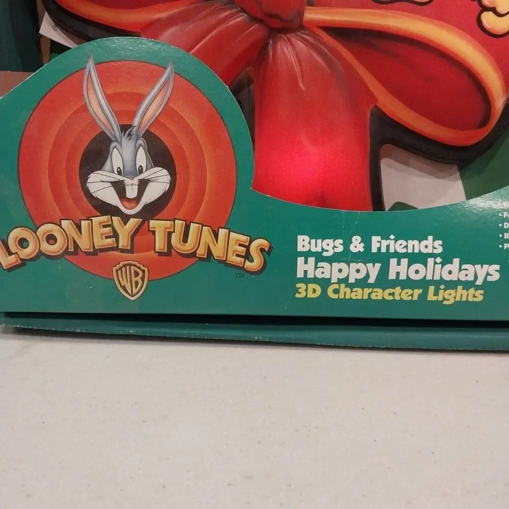 Vintage 1997 Looney Tunes Bugs Bunny Lighted Christmas Wreath 3D Warner Bros